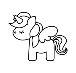 Cute fantasy unicorn icon vector illustration design