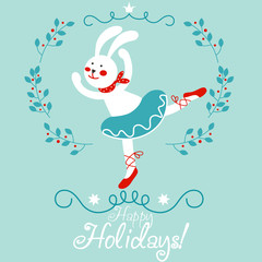 Cute holiday vector illustration with little ballerina