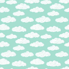 Cute seamless pattern with clouds