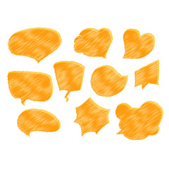Vector set of comic speech bubbles. Hand drawn set of comic quotes balloons.