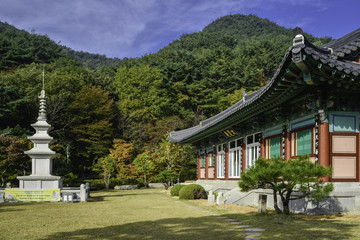 Pagyesa Korean temple historic building in mountains