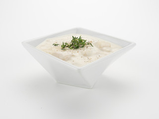 Clam Chowder in Square Bowl