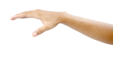 Covering man's hand isolated with clipping path.