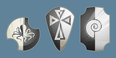 Shield of icon - logo - icons in the form of protection - Octopus - Shell - Cross