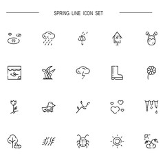 Spring flat icon set
