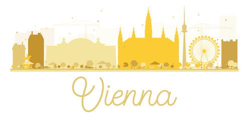 Vienna City skyline golden silhouette.
