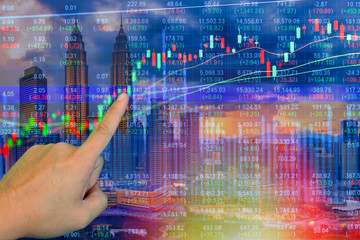 Stock market concept with cityscape background