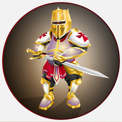 Cartoon - character , thick Templar in golden armor