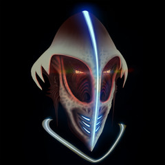   Сохранить Скачать изображение для предпросмотра Extraterrestrial - a monster in the style of Starcraft, blue illumination