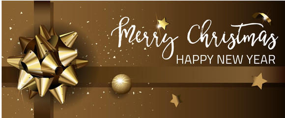 Fototapeta na wymiar Merry Christmas or Happy New Year web banner design template.