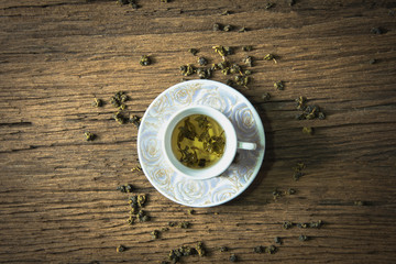 Hot tea on the table
