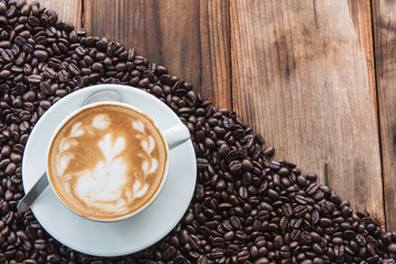 Coffee Latte and Coffee beans