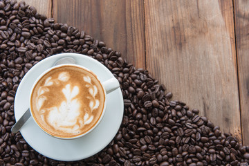 Coffee Latte and Coffee beans