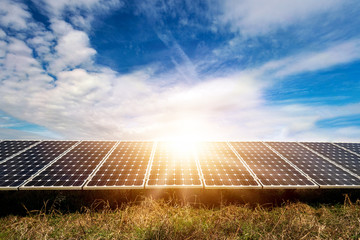 Solar panel, photovoltaic, alternative electricity source - selective focus, copy space