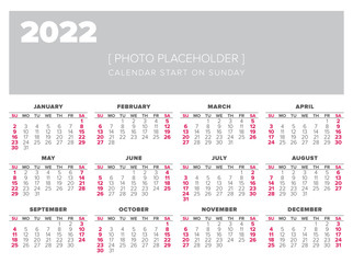 Calendar 2022 year vector design template