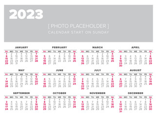 Calendar 2023 year vector design template