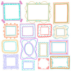 Vintage photo frames set, drawing doodle style - 128700941
