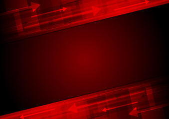 Red tech motion vector background with arrows