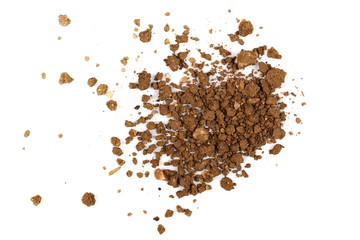 pile dry soil isolated on white background