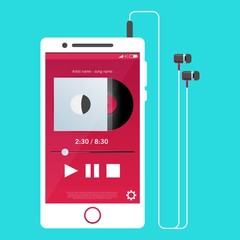 Illustration with a mobile phone in flat style 