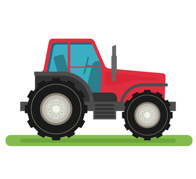 Tractor isolated on white background flat vector.