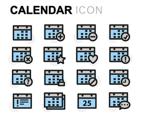Obraz na płótnie Canvas Vector flat calendar icons set