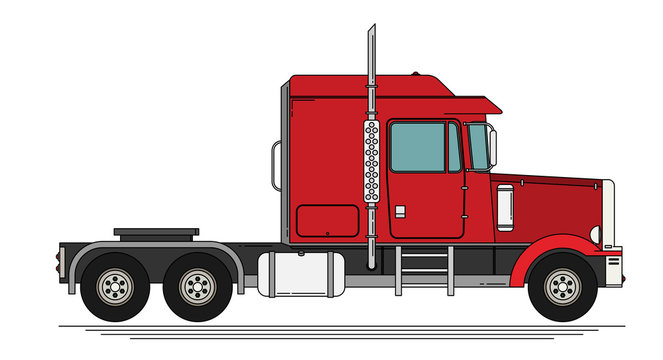 Big semi truck. Vector flat trendy illustration.