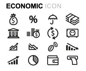 Vector line economic icons set