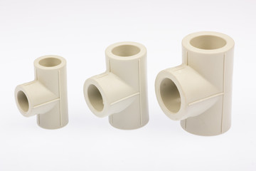 PPR Pipe fittings isolated on white background