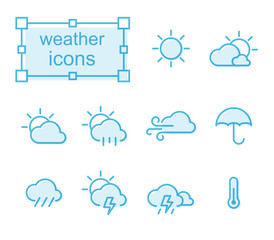 Thin line icons set, Linear symbols set,  weather