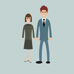 business people - man and woman - dressed in suits Isolated
