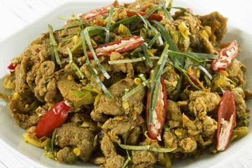 spicy mince pork with chili paste, thai food