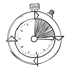 Stopwatch icon. Hand drawn illustration of stopwatch vector icon for web