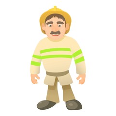 Standing firefighter icon. Cartoon illustration of standind firefighter vector icon for web