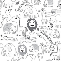 Seamless pattern of safari animals - 128705501
