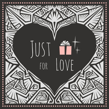 Abstract vector doodle style Valentine greeting card