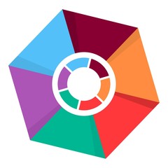 Obraz premium Hexagonal diagram icon. Flat illustration of hexagonal diagram vector icon for web