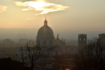 Panoramic view of the cathedral dome of Brescia