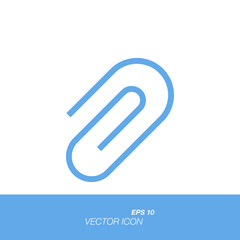 Paper clip icon in flat style isolated on white background.