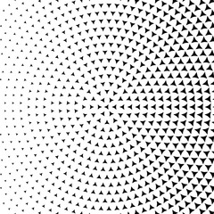 Abstract dotted background. Halftone effect illustration. Black triangles on white background. Geometric pattern. Simple regular background.