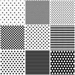 Set seamless black and white patterns