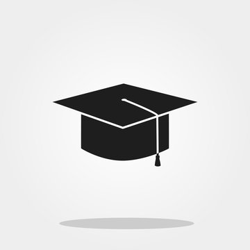 Graduated hat cute icon in trendy flat style isolated on grey background. School symbol for your design, logo, UI. Vector illustration, EPS10.
