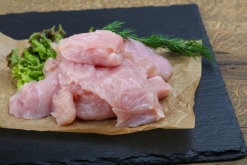 Raw sliced turkey