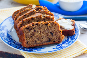 Slices of banana bread for breakfast