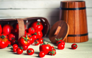 tomato fresh on wooden table