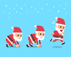 Cartoon santa claus running step