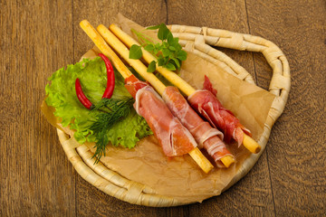 Bread sticks with serrano