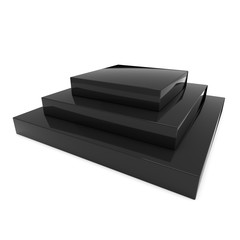 Square stage black podium for award ceremony. 3D render illustration pedestal isolated on whithe background