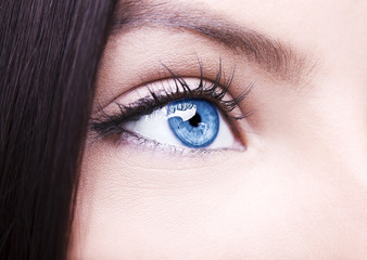 Beautiful insightful look blue woman's eye