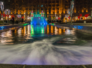 New Year decoration at Nikola Pasic square, long exposure